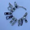 Necklace Earrings Set Fashion Personality Cyber Punk Zipper Bracelet Fringe Chain Head Y2k Hip Hop Choker Men Women Jewelry Accessories