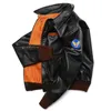 Klassische A2 Typ Horsehide Us Air Force Echtlederjacke Herren Vintage Stoff Flight Retro Motorradmantel Stil 240102