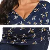 Kvinnors moderskapsskötselskjorta långärmad Vneck Cross Floral ammande graviditetstoppar Fit smickrande topp 240102