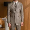 Vintage Double Breasted Designer Suit Two Piece Wedding Party Groom Banquet Men Slim Fit Costume Homme Mariage 240103