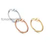 Bandringe t Home Schmuck 925 Silber v Gold Material Einfache Mode Pendler Emaille Doppel T-förmiger offener Ring Z0rr CAYL