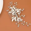 Hair Clips Glitter Crystal Comb Elegant Silver Color Bijoux Women Bride Headpieces Rhinestone Leaf Shiny Jewelry Decor