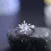 Cluster ringen Gem's Ballet Snowflake Rainbow Moonstone verloving 925 Sterling Silver verstelbaar open ringcadeau voor haar geboortesteen in juni