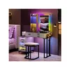 Bedroom Furniture Kasibie Rgb Led Light Dresser Set Gorgeous Glass Top And Hairdryer Holder Usb Wireless Charging Has 6 Ders Open St Dhmw9