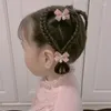 Saç klipleri 4pcs/set tatlı düz renkli kız çocuk butik yay boncuk küçük saç tokası Kore moda klips barrettes tavan aksesuarları
