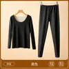 Autumn and winter DE velvet no trace thermal underwear woman thick long sleeve beauty body tight warm autumn pants set women 240103