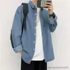 Camisas informales para hombre, camisa vaquera de estilo masculino, camisas y blusas holgadas informales de manga larga para primavera y otoño, chaqueta de moda para hombre