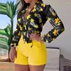 Shorts da donna Shorts Shorts Abiti estivi Floral Floral Maniche a maniche lunghe top camicia blusa set di abbinamento eleganti set da 2 pezzi Cintura