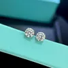 blingbling Elevated Heart Stud Earrings for Pandora 925 Sterling Silver Wedding Earring