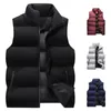 Gilets pour hommes Hommes hiver gilet épais rembourré coupe-vent sans manches col montant poches zippées cardigan couleur unie extérieur gilet d'extérieur