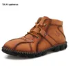 Laarzen Heren Leer Winter Mode Hoge Kwaliteit Handgemaakte Bont Pluche Homme Klassieke Mocassins Schoenen Warm Designer Motorfiets Zacht