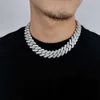 Chaîne à maillons cubains pour hommes, plaqué or et argent, collier cubain scintillant, chaîne en diamant pour hommes, bijoux Hip Hop glacés de 20MM