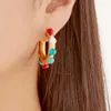 Dangle Earrings Elegant Women Fashion Round Delicate Natural Stone Embellished Handmade Bohemian Accessories Jewelry 2024