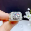 Anelli Anello da uomo in moissanite da 5 ct, argento, bellissimo colore fuoco, diamante sostitutivo