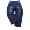 Idopy Fashion Jeans da motociclista da uomo Heavy Duty Multi tasche Stile giapponese Loose Fit Plus Size Pantaloni cargo in denim per pantaloni a vita bassa 240103