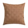 Oreiller décoration maison fausse couverture en cuir vert orange marron noir 45x45cm tissé pour canapé canapé chaise salon