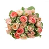 Dekorativa blommor realistiska falska eleganta konstgjorda rosen hortensia bukett för bröllopsarrangemang brud mittpunkt faux a