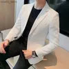 Męskie garnitury Blazer Blazer Hombre duży rozmiar jesienna zimowa waflowe marynarki dla mężczyzn Wysokiej jakości pojedyncze piersi Slim Fit Casual Formal Carter Q230103