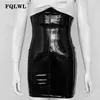 Футболка Fqlwl Faxu, латексная юбка из искусственной кожи для женщин, молния, черная/высокая талия/юбки-карандаш, женская осенняя сексуальная мини-юбка с запахом, женская