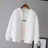 Jaquetas de cor sólida senhoras jaqueta de beisebol curta 2022 nova primavera coreana casual jaqueta branca superior feminino cardigan jaquetas com zíper moda