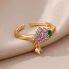 Cluster Rings Cubic Zirconia Grape For Women Stainless Steel Gold Plated Ring 2024 Trend In Luxury Couple Wedding Jewelry Anillos