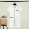 Hauts courts noirs pour esthéticienne, uniforme de beauté, robe de gommage pour spa, blanc, grande taille, vêtements de toilettage pour Salon, blouse de laboratoire 240102