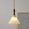 Lampy wiszące vintage drewniane szklane światła Oprawy domowe oświetlenie sypialnia salon obok miedzianej lampy hanglamp luminaria