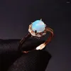 Cluster Rings Gift Natural Real Elegant For Women Opal Ring 925 Sterling Silver Fine Jewelry