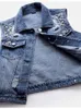 Denim Donna Gilet Perle di lusso Moda Strappato Autunno Jeans Giacca senza maniche Cappotto corto allentato Gilet causale 5XL 240102