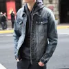 Vintage Denim Cargo Jacket Men Jean Coats Streetwear Fashion Men Turn Down Collar Denim Outerwear Cotton High Quality Autumn 240103