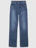 Damesjeans Hoge Taille V Dames Rits Terug Brief Logo Casual Vrouwelijke Lange Denim Broek 2024 Herfstmode