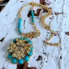 SETS SHEILABOX OUMALA STANDARD PLATED REAL GOLD TURQUOSE Pendant Long Necklace B86