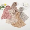 Lenços inverno moda listrada linha de algodão jersey xales cachecol de alta qualidade envoltório pashmina hijabs e envoltórios foulard muçulmano sjaal 170 / 70cm