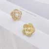 Stud Earrings French Style Light Luxury Flower Pearl For Women Korean Zircon Exquisite Earring Party Christmas Jewelry Gifts