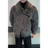 2023Winter Men's Faux Fur Jackets Lossa Streetwear Coat Fashion Double Breasted Buckle Casual Warm Outdoor Motorcykel överrock