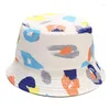 Boinas Chapéus de balde unissex com estampa de lábios espalhados para proteção solar