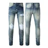 Man Purple Ripped Biker Slim Straight Skinny Pants Designer Stack Fashion Jeans Trend Brand Vintage Pant Mens oss