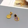 Boucles d'oreilles pendantes Vintage géométriques en améthyste naturelle pour femmes, élégance de luxe, placage en laiton, bijoux en or 18 carats, vente en gros