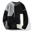 Autunno inverno caldo maglioni da uomo moda dolcevita patchwork pullover coreano streetwear pullover casual abbigliamento uomo 240103