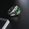 Bagues de cluster Catuni Green Lantern Mode pour hommes Fans Argent Plaqué Émail Bijoux Cadeaux Accessoires Cosplay Party Taille 8-10