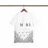 2024デザイナーメンズアンドレディーズ半袖TシャツデザイナーTシャツAmirs Amirsy Summer Fashion Brand Sand Fluid Letter Printed Tees Size S-XL H1