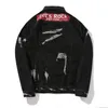 Men's Jackets 2024 The Jacket With Ragged Ribbons And Jeans Was Made Loose Enlarged Printed Holes Over Size M-XXL