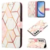 Marble Grain Leather Wallet Cases For Samsung S24 Ultra Plus A55 A35 Moto Edge 40 Neo G84 G54 G Power 2024 G Play Stone Granite Quartz Gilded Plating Holder Card Pouch