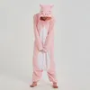 Traje rosa porco kigurumi bonito animal onesie polar velo dos desenhos animados pijama feminino menina dormir terno carnaval festa wear outfit adulto fantasia