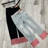 Women's Jeans Autumn Winter Thicken Straight Leg Fashion Metal Letter Decoration Versatile Trousers Women Designer Casual Jean Pants