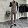 Men's Suits Blazers New 5XL (Blazer + Vest + Trousers) Men's Suit Fashion Double Breasted Italian Style Slim Dress Casual Wedding Men's 3 Piece Set Q230103