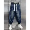 Streetwear Mode Mannen Jeans Retro Blauw Gesplitst Designer Casual Denim Cargo Broek Hip Hop Joggers Broek Merk Herenkleding 240103