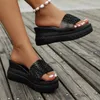 Zapatillas tacones altos zapatos de mujer plataforma de verano cuñas chanclas 2024 sandalias de playa con punta abierta zapatos de tacón deslizantes femeninos de moda