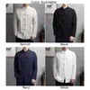 Camisas casuais masculinas moda estilo chinês tradicional tai chi algodão e linho tang terno uniforme blusas botão superior acima clássico
