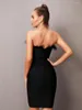 Casual Dresses Women Summer Sexy Strapless Backless Feather BodyCon Midi Bandage Dress 2024 Elegant Evening Celebrity Party Party